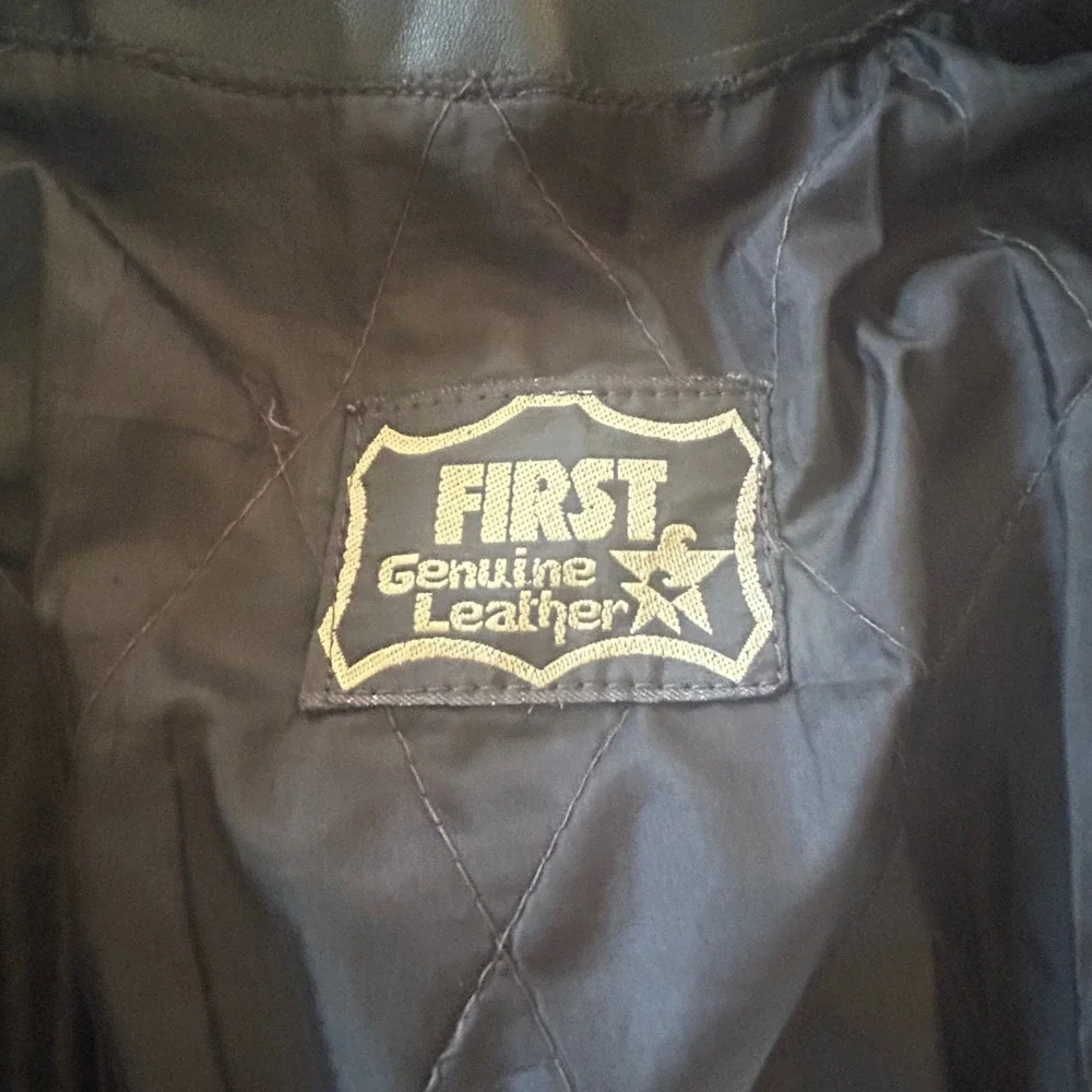 Vintage 90s First Genuine Leather Fringe Biker Jacket Black Western Moto Belted - Picture 5 of 8